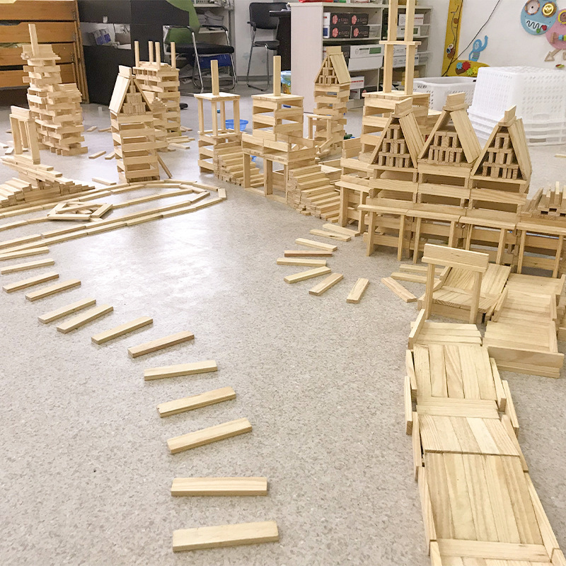Kids Education Login - Blocchi impilabili in legno naturale, giocattolo