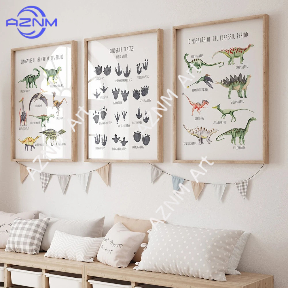 Kids Educational Gadget - 1/3 pezzi, poster educativo con dinosauri